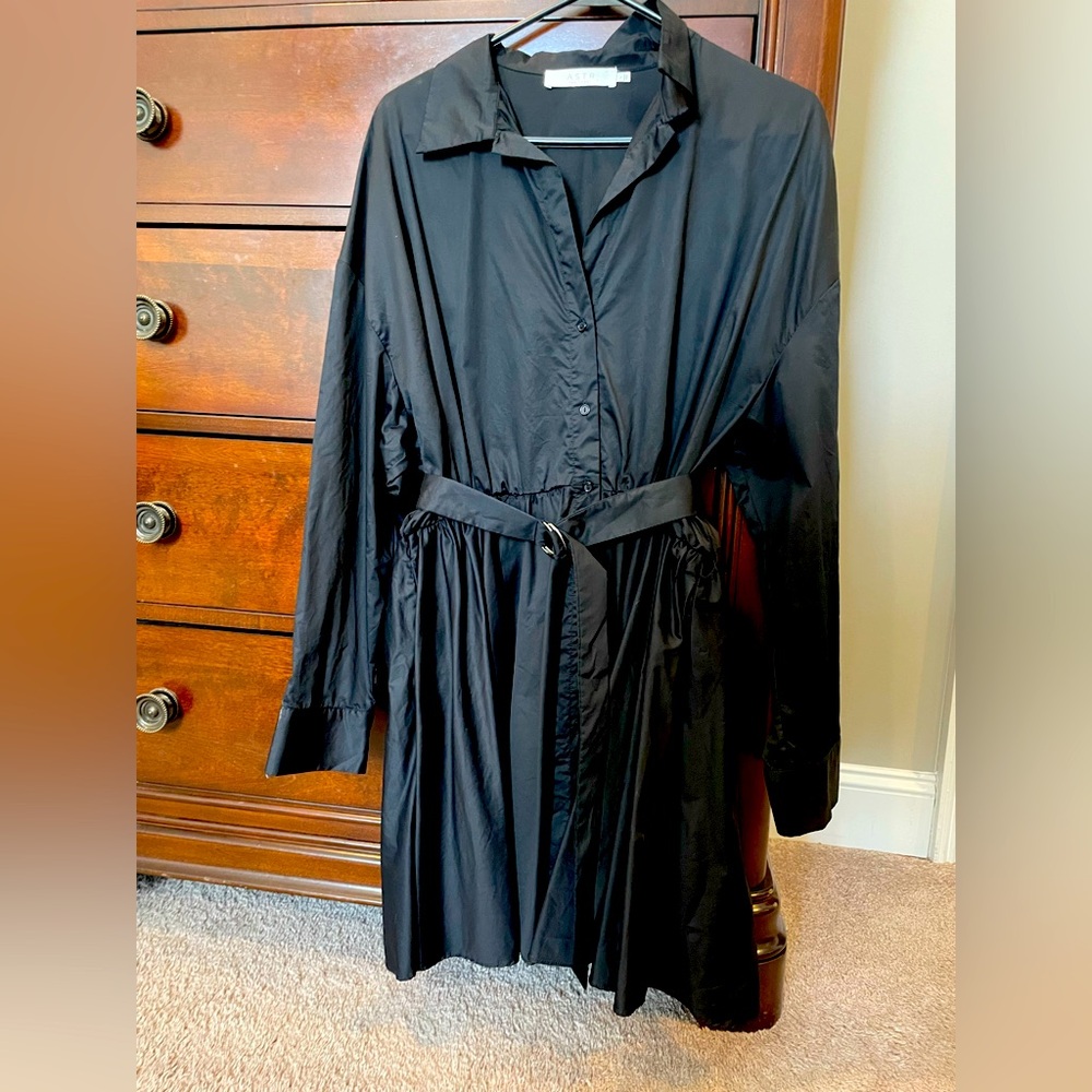 Astr Gray Long Sleeve Shirt Dress